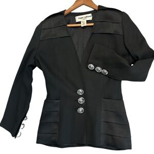 Roger Sakoun size 38 (6-8 us) viscose blend large diamond buttons couture luxury